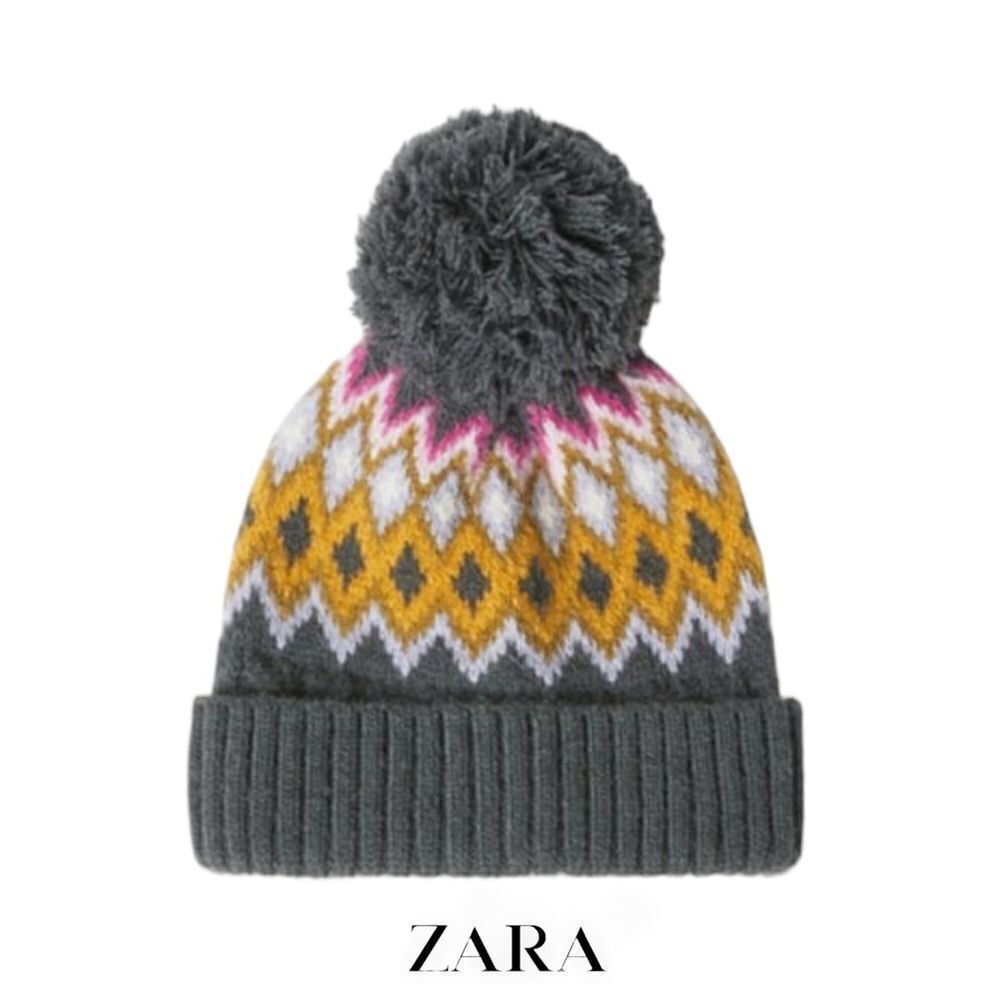 ZARA Kids | Gray | FAIR ISLE KNIT HAT